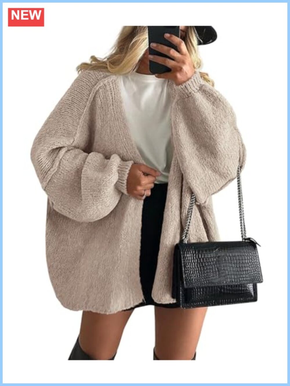 Open Front Oversized Cardigan Sweater Long Sleeve Knit Slouchy